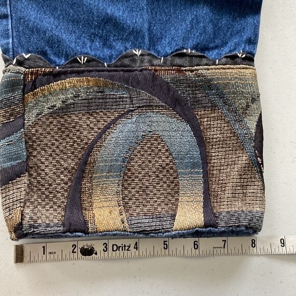 Blair Tapestry Hem Pull On High Waist Crop Jean Relaxed Fit Straight Tapered Leg - Picture 13 of 16
